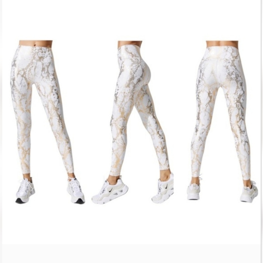 Carbon38 metallic gold snakeprint high waisted leggings nwot size xs